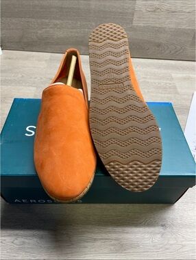 AEROSOLES Orange Suede Slip-On Loafers #121